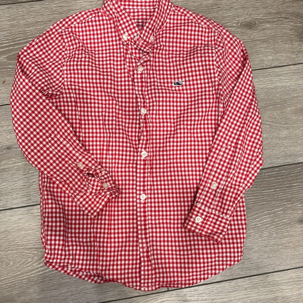 Vineyard Vines Red Checkered Kids Button Down Shirt